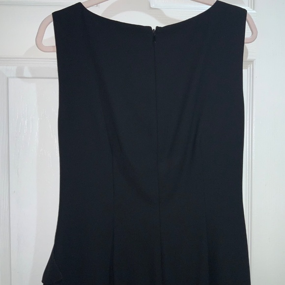 Tahari ASL sheath dress Sz 14P sleeveless side ruffle detail Little Black Dress - Picture 7 of 9